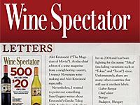 A BORIGO TOKAJT VÉDI A WINE SPECTATOR-BEN!